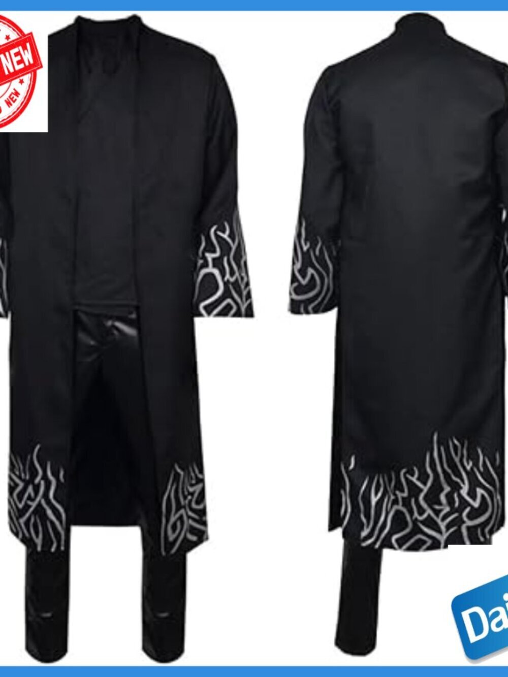 Men's Black Costume Set with Coat Shirt Pants Hat Belt Accessories